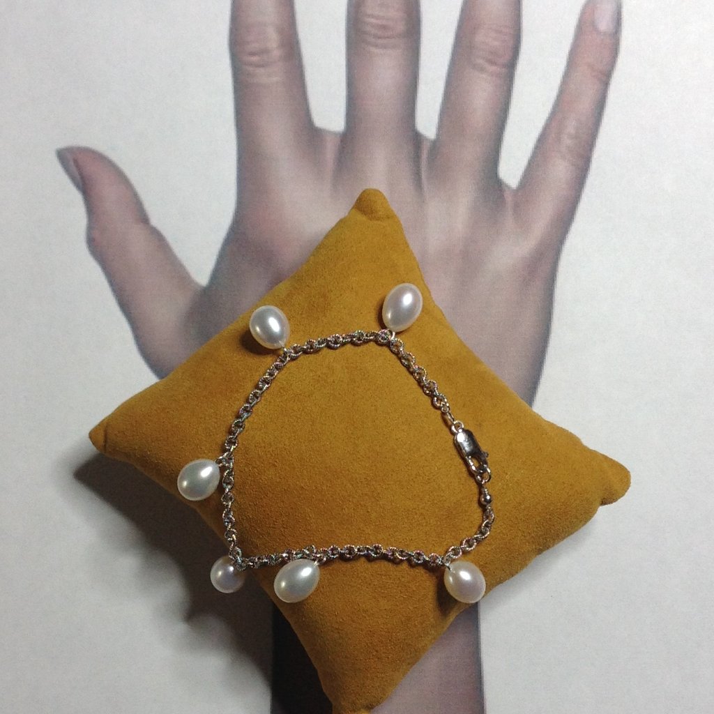 Freshwater Drop Pearls Silver Bracelet